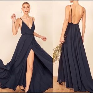 Reformation Callalily Dress in Navy Blue